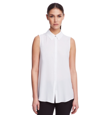 Candida Chiffon Pleated-Black Blouse by Kenneth Cole
