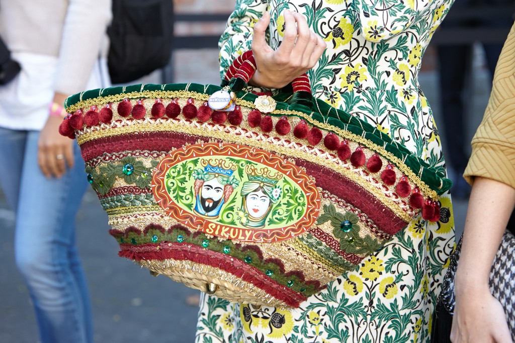 Indian patterned knitted bag from Milan Fashion Week